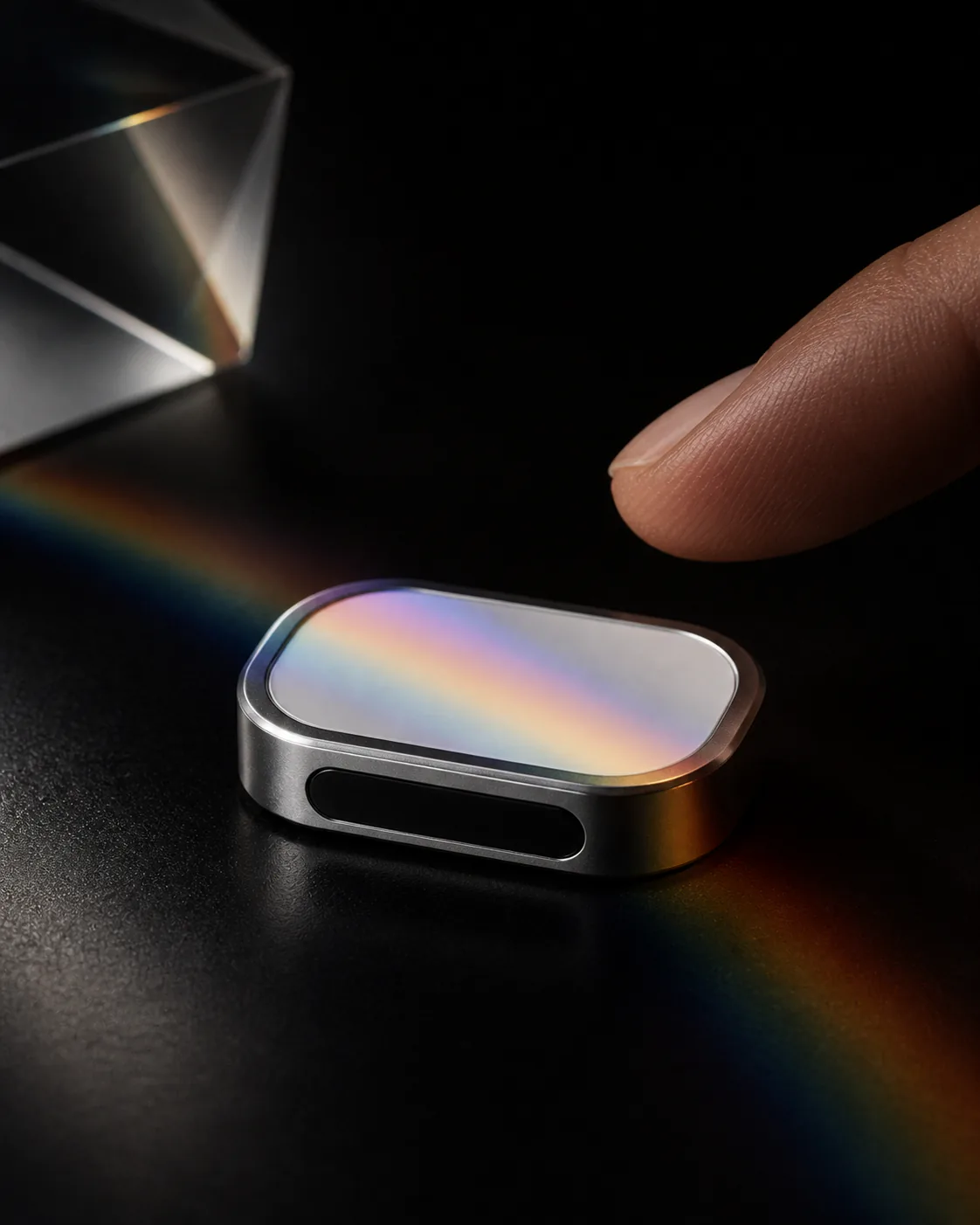 Presence Key catching a spectrum of light from a crystal prism