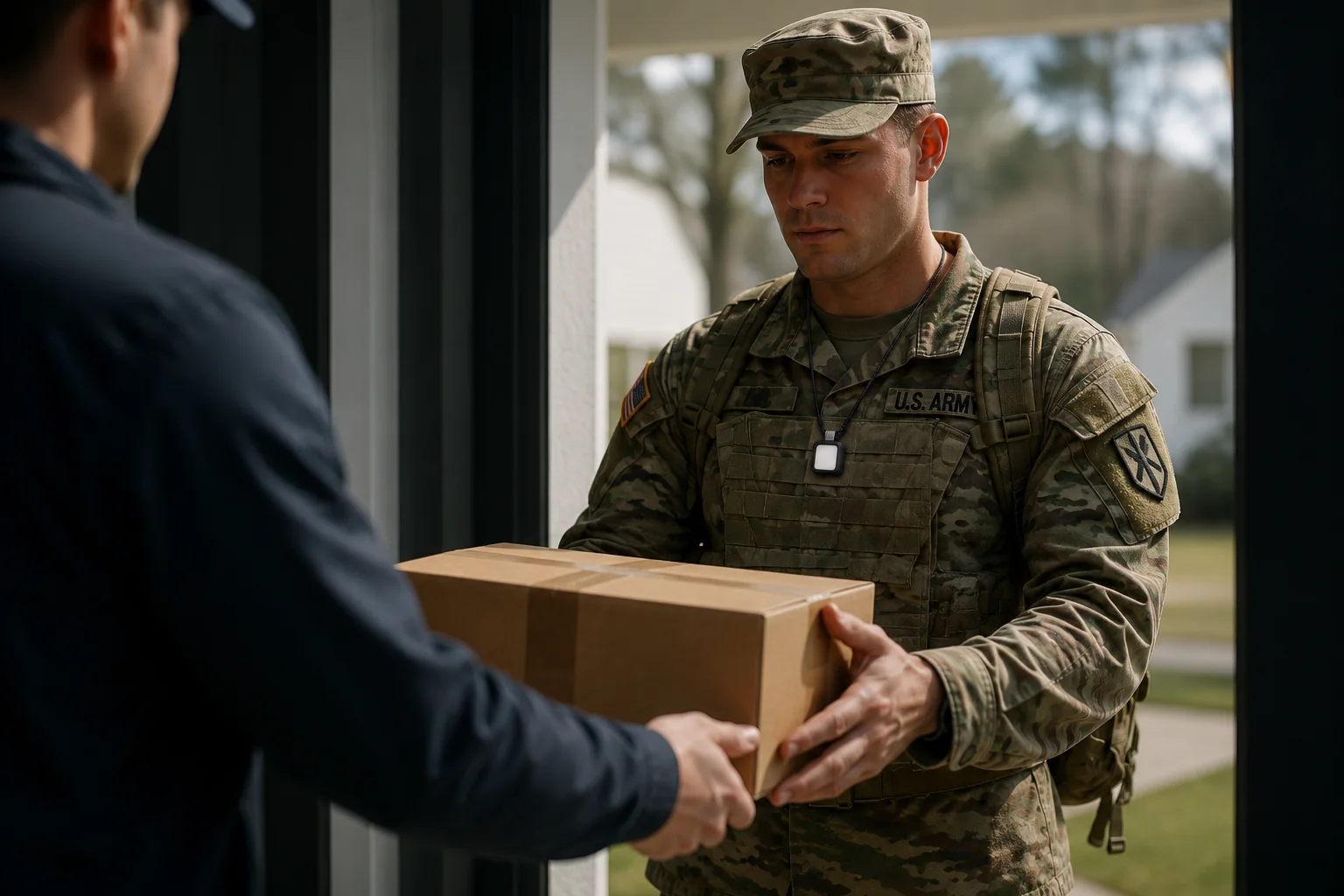 A controlled logistics handoff involving a protected physical asset